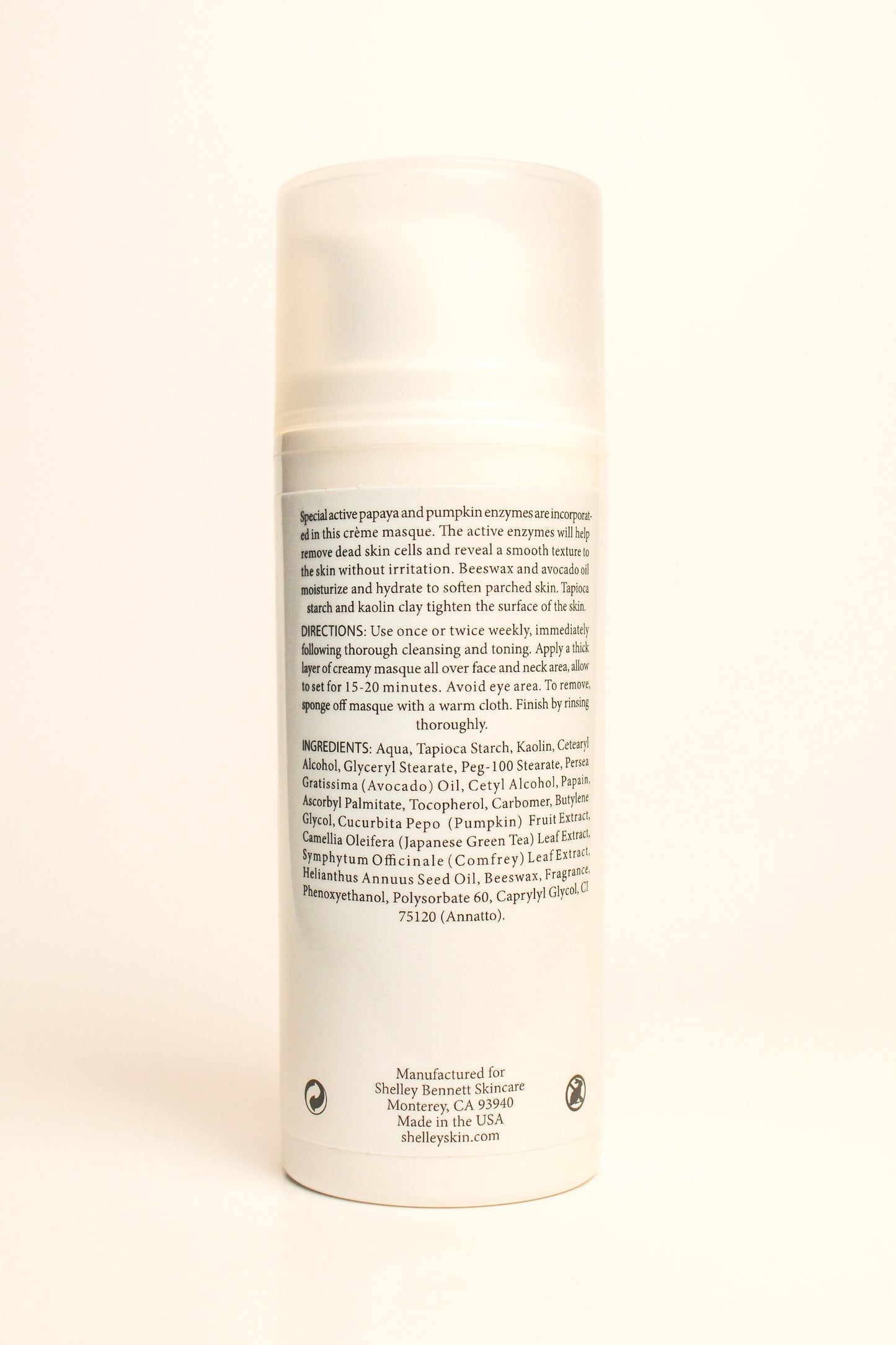 Shelley Bennett Skincare Pumpkin & Papaya Enzyme Exfoliating Cream 3.3 oz.